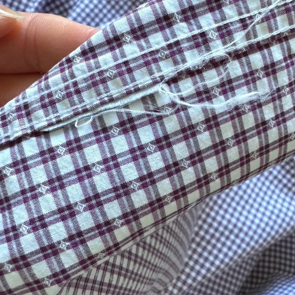 Oak Hill‎ Mens 2XLT Purple Gingham Plaid Button Down Shirt Wrinkle Free Cool Dry
